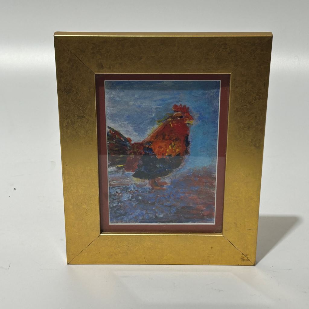 ARTWORK, Portrait Rooster w Gold Frame 15cm x 21cm